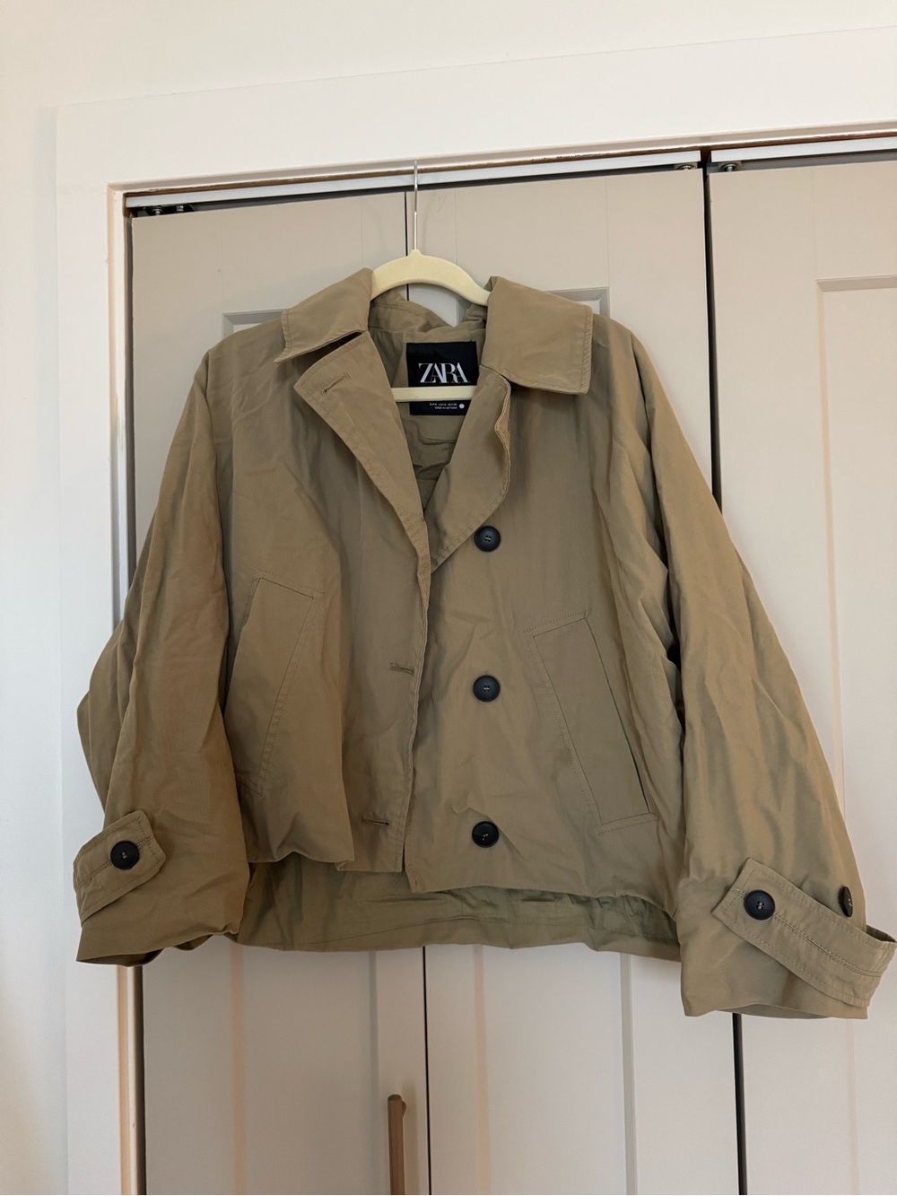 Zara Cropped Crossover Trench Jacket Utility Jacket Brown